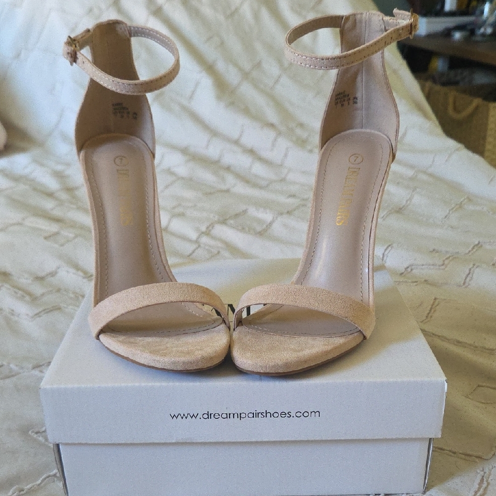Dream Pairs Women's Nude Ankle Strap Heels